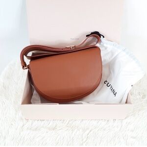 CUYANA | Discontinued Half-Moon Shoulder Bag • Caramel — Full Grain Leather
